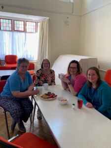 Mary Lee with volunteers at Alcester Warm Hub